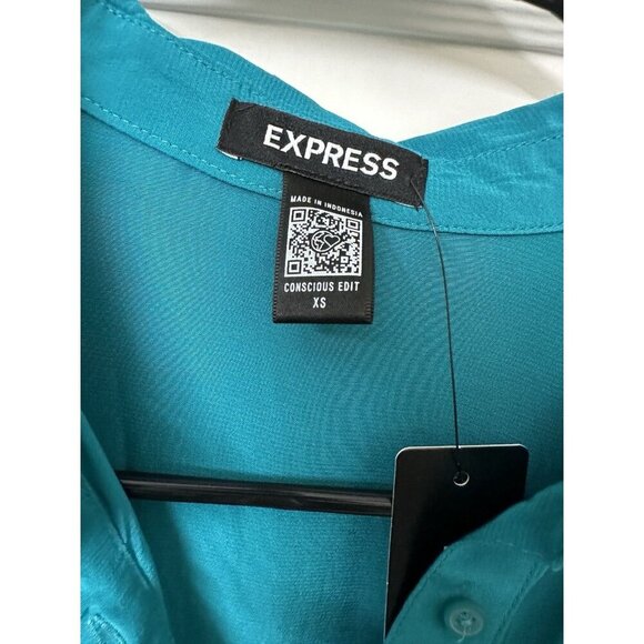 Express Drop Waist Dress XS New! Green Jade Teacher Work Flowy - Picture 2 of 5